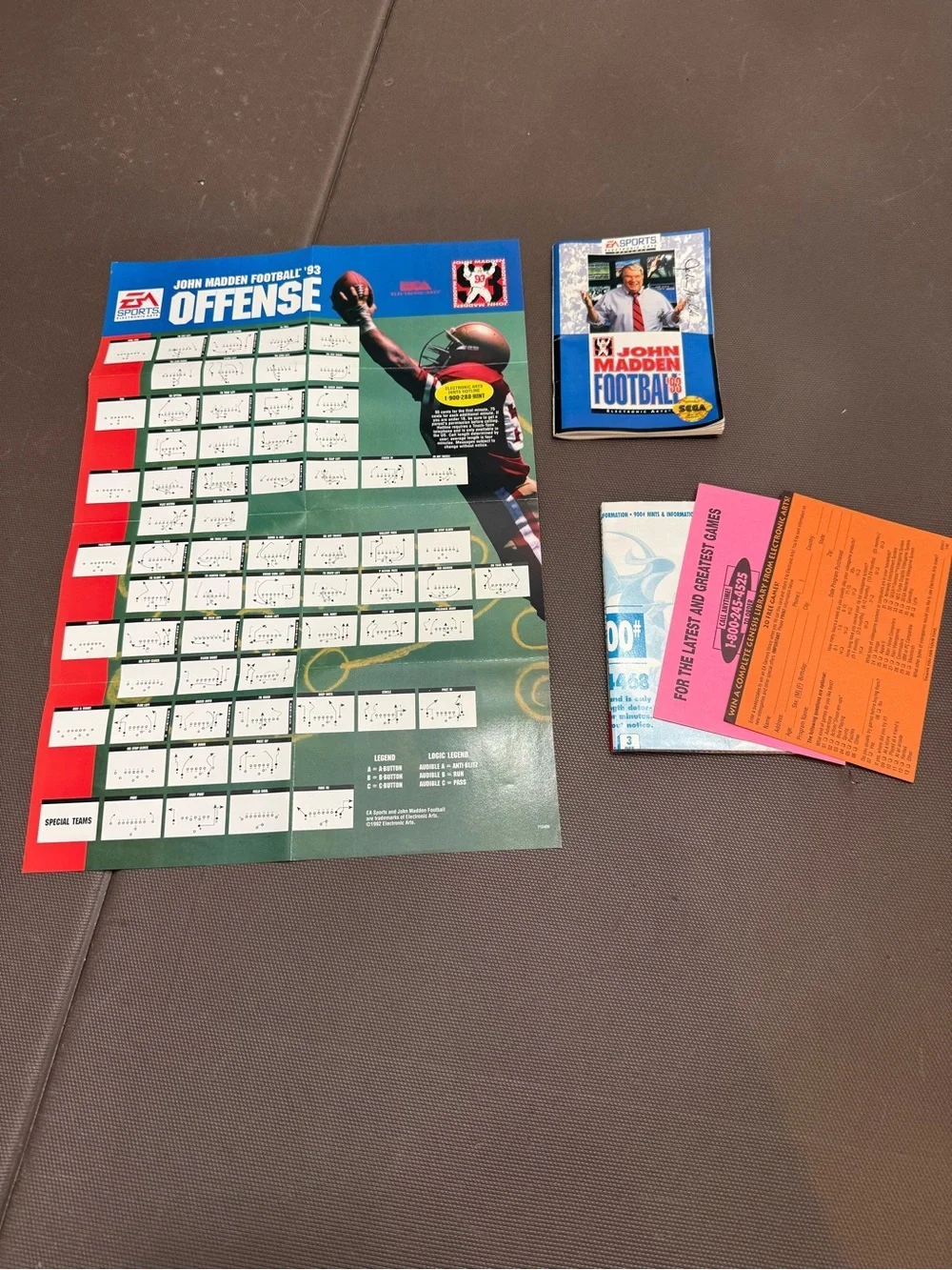 Sega Genesis John Madden Football 1993 Video Game Case Manual Cartridge Untested